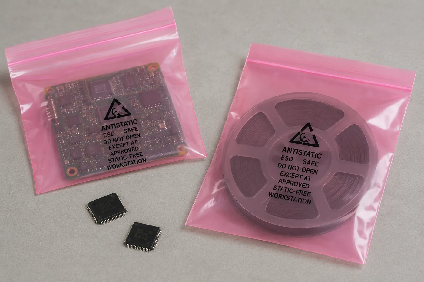 Pink Poly Bags — Chips Packaging